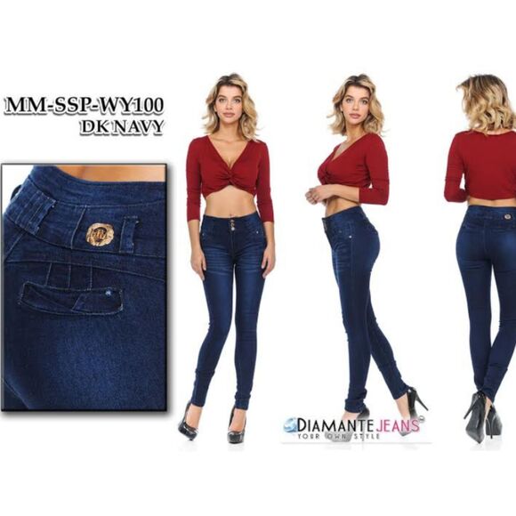 WAIST 26 INCHES SIZE 7 SKINNY JEANS STRETCH PUSH UP  DENIM DARK BLUE WY100 7-7 - Picture 1 of 12